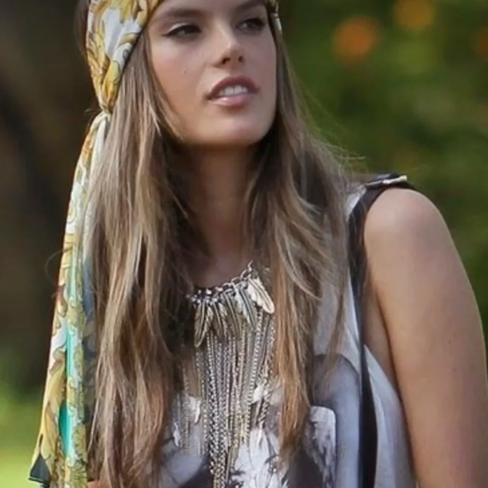 SILK Skinny Scarf Indian Block Print Caramel Spice Boho